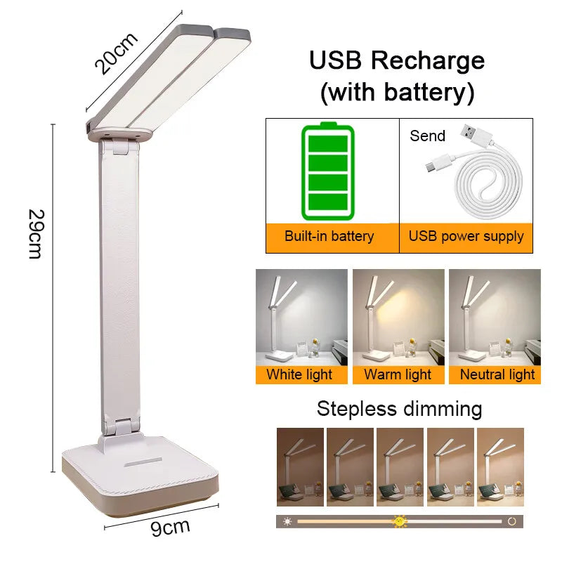 Lámpara LED de Escritorio con Soporte Móvil y USB