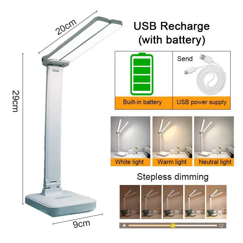 Lámpara LED de Escritorio con Soporte Móvil y USB