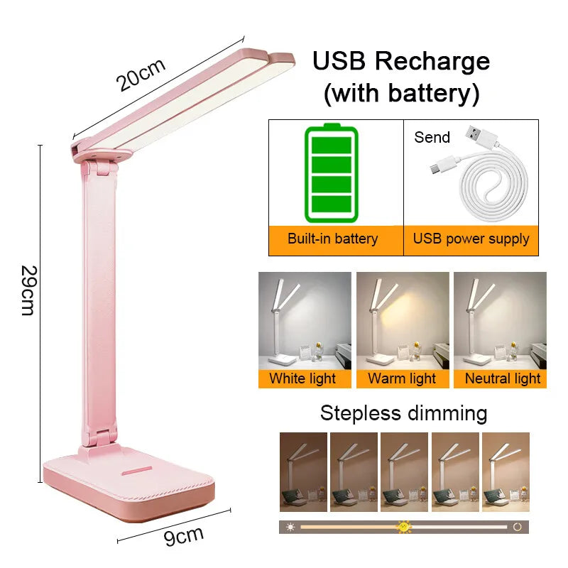 Lámpara LED de Escritorio con Soporte Móvil y USB